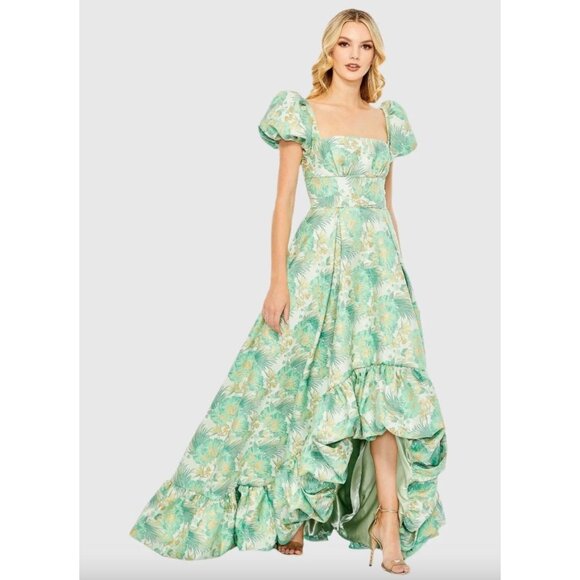 Mac Duggal 68276 Bubble Hem Dress Floral Jacquard Brocade Gown $698 Size 12